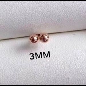 Rose Gold AU750 Ball Stud Earrings - 3mm a pair